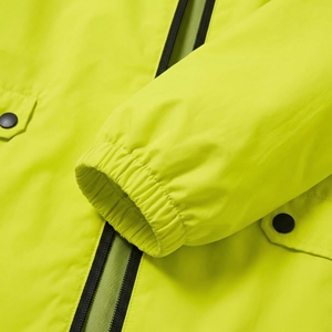 Neon Yellow Hooded Long Rain Coat | Waterproof Zip Up Utility <b>Jacket</b> | Oversized Streetwear Rain Trench| Custom OEM Manufacturer - Product Image 6