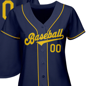 Men Navy Gold Baseball Jersey Button Front Team Shirt Performance <b>Athletic</b> Game Day Practice Sports Uniform Wear - Product Image 2