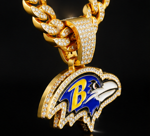 Gold Plated Sports Pendant Necklace Rhinestone Detailed Hip Hop Charm Chain Jewelry for Men Women - Product Image 2