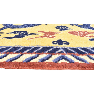 Alfombra de Dragón Chino Hecha a Mano Personalizada, 100% Lana, Amarilla y Azul, Estilo Art Deco, Decoración Oriental con Motivos de Animales, Chinoiserie, Decoración para el Hogar - Product Image 4
