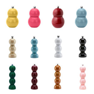 ชุดเครื่องบดเกลือและพริกไทยไม้คุณภาพสูง OEM สีเคลือบเงาตามสั่ง เติมได้ ใช้สำหรับร้านอาหาร ครัวเรือน - Product Image 1