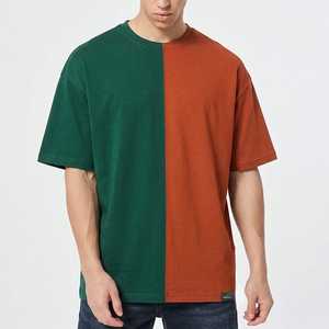 เสื้อยืดโอเวอร์ไซส์สีเขียวส้มแบบครึ่งตัว ผ้าฝ้ายพรีเมียม ทรงหลวม คอกลม แขนสั้น สีตัดต่อ สไตล์ลำลอง สตรีทแวร์ - Product Image 5