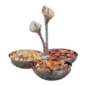 Bol décoratif en métal aluminium servant des aliments fruits fantaisie nouveau style couleur argent bol moderne à la mode - Product Image 1