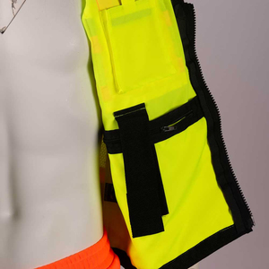Chaleco de Seguridad Reflectante de Alta Visibilidad con Logotipo Personalizado, Múltiples Bolsillos, Poliéster Resistente, Ropa de Trabajo de Invierno para Construcción - Product Image 2