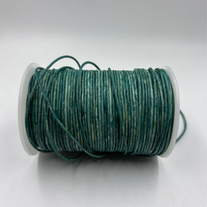 Round Leather Cord 2mm Distressed Green Color | Premium Durable Flexible <b>Strong</b> <b>String</b> for Jewelry Making, Necklace & Bracelet - Product Image 1
