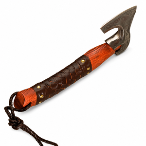 Hacha Tomahawk Hecha a Mano con Mango de Madera y Envoltura de Cuero, Hoja de Acero Forjado para Uso en Exteriores - Product Image 5