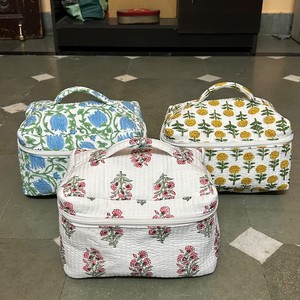 Quilted Make up <b>Bag</b> Large - <b>Vanity</b> <b>Bag</b> for Women| Cosmetic <b>Bags</b>, Washable <b>Bags</b>, Travel Pouch| Gift for Her - Product Image 2