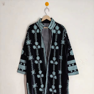 Suzani Embroidered Velvet Coat <b>Jacket</b> Unique Handmade Vintage <b>Jacket</b> Floral Suzani <b>Jacket</b> Pure Velvet Long coat Boho & <b>Hippie</b> - Product Image 1