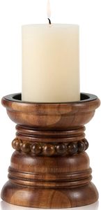 Porte-bougies chauffe-plat en bois faits à la main, finition naturelle rustique, décoration de table, centre de table, pour mariage, fête, accent de maison, gamme de cadeaux - Product Image 3