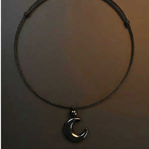 Collier pendentif numéro Moonara Moon Black 26 mm avec cordon en cuir réglable, perle en or rose pour homme et garçon, cadeau - Product Image 5