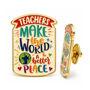 Custom Metal Enamel Pin with Die Cutting Printing Modern Design for <b>Teacher</b> Appreciation <b>Gifts</b>-School Season & <b>Teacher</b> Day - Product Image 1