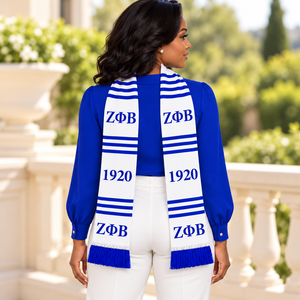 Écharpe de graduation en acrylique tricotée personnalisée Zeta Phi Beta 1920, étole, sash, accessoires grecs pour sororité - Product Image 4
