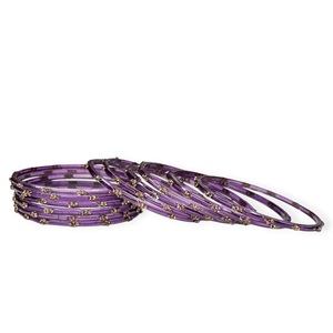 Raindrop Purple Gold Plated Trendy Wedding Kashmiri Glass <b>Bangles</b> Golden Stone Work Wholesale Bulk Supplier Low MOQ Ready Stock - Product Image 3
