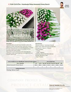 Flores de Amaranto Globo Hechas a Mano con Tallo y Hojas, Flores Artificiales Tailandesas Realistas, Amaranto Globo Hecho a Mano Realista - Product Image 4
