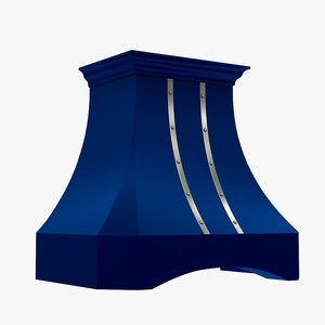 Hotte de cheminée au design moderne et attrayant, finition bleue, fabriquée à la main, avec rivets en acier - Product Image 1