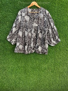เสื้อทูนิคผ้าฝ้ายพิมพ์ลายดอกไม้: เดรสสั้นคอวีลึก - Product Image 3