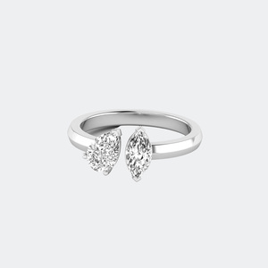 Anillo de Diamantes Toi Et Moi con Corte Marquise de 1.30 CTW, D-E-F VVS-VS, Cultivado en Laboratorio, Oro de 14K, Joyería Sostenible Minimalista de Dos Piedras, Regalo - Product Image 6