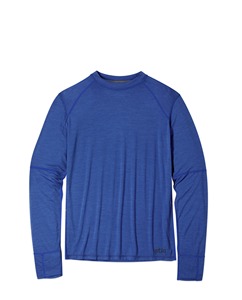 Men's <b>Long</b> <b>Sleeve</b> <b>Compression</b> <b>Shirt</b> Blue O-Neck Slim Fit Quick Dry Sporty Knitted Performance Wear Top - Product Image 2