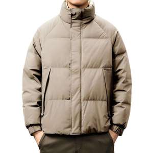 Doudoune épaisse noire à capuche et col montant pour homme, 90 % duvet, imperméable, respirante, zippée, chaude, décontractée, pour l'hiver - Product Image 2