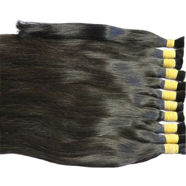 Harga grosir rambut hitam lurus alami cantik dalam jumlah besar rambut manusia Vietnam alami tersedia dalam stok