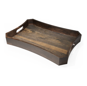 Bandeja de Madera Maciza con Asas Recortadas, Bandeja Rústica Decorativa para Desayuno, Café o Otomanas, Bandeja de Madera Rústica para Servir - Product Image 1