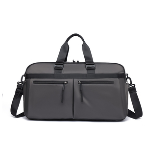 Unisex Nylon Gym Duffle Bag With Adjustable Strap Large Capacity Zipper Closure Solid Black Casual Fitness Bag - Product Image 2