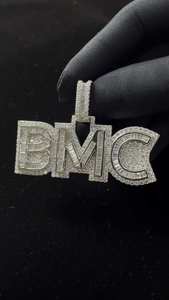 Iced Out 925 Sterling Silver Rhodium Plated Baguette Moissanite BMC Pendant Hip Hop Letter Charm Micro Paved Party Jewelry - Product Image 2