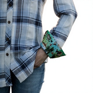 Camisas Casuales de Mujer de Manga Larga, Tejido de Franela Teñido con Hilo Personalizado de Primera Calidad, Ecológicas, 100% Algodón, Cierre de Botones, con Logotipo - Product Image 3