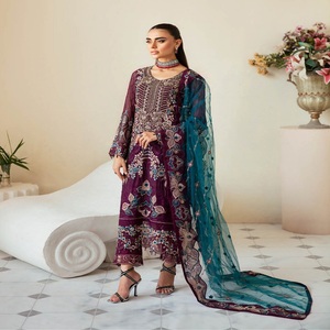 Elegantes vestidos de fiesta de gasa de lujo para mujer Trajes de boutique de 3 piezas de Ramsha Beautiful Adult Volume Dastoor - Product Image 6