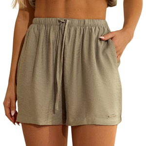 <strong>Khaki</strong> Woven <strong>Shorts</strong> <strong>Women</strong> Relaxed Fit Casual Summer <strong>Shorts</strong> Soft Touch Breathable Everyday Comfort Lifestyle Wear - Product Image 1