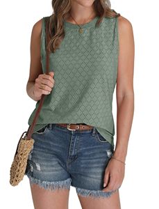 Camiseta sin mangas personalizada para mujer con ojales, cuello redondo, informal de verano, venta al por mayor OEM - Product Image 4