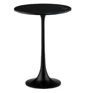 Modern Black <b>Oval</b> Loop Side <b>Table</b> Round Metal Pedestal End <b>Table</b> Minimalist Silhouette <b>Coffee</b> <b>Table</b> for Contemporary Interiors - Product Image 2