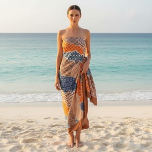 Batik Beach <b>Sarong</b> Women Summer <b>Wrap</b> Skirt Lightweight Chiffon Pareo Traditional Batik Print Bikini Cover Up Swimwear Adjustable - Product Image 3