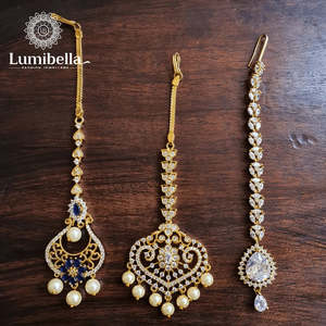 Zircon Nethichutti Gold Plated Alloy Fashion Jewelry Set for Party - Product Image 1