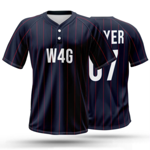 Men's Baseball Jersey Striped Navy Red Sublimated Print Moisture Wicking Short Sleeve Regular Fit All Seasons Apparel - Product Image 1
