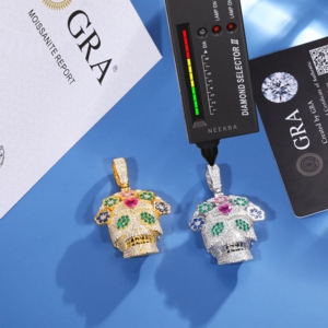 Colgante de Calavera Floral Gótica con Moissanita – Joyería de Estética Oscura, Colgante de Calavera con Flor – Joyería Gótica de Plata de Ley 925 - Product Image 5