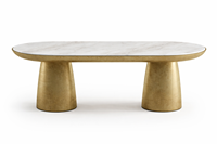 Table à manger ovale moderne de qualité supérieure avec plateau en marbre et pieds en métal durables pour usage hôtelier, meilleur prix de l'exportateur indien