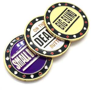 2025 3pcs Ceramic Poker Chips Small Blind Big Blind & Dealer <b>Metal</b> <b>Buttons</b> 10g Weight for Craps Texas Poker Table - Product Image 1