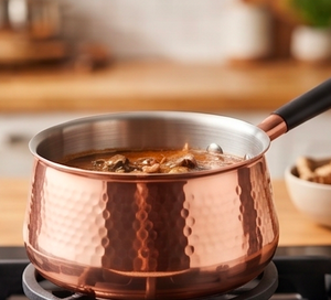 Rose Gold Copper Utensils Metal Sauce <b>Pan</b> With Attach Aluminium <b>Handle</b> And Lid For Kitchenware Hotel Restaurant - Product Image 5