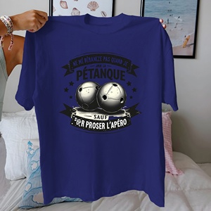 PETANQUE P tanque et apéritif design pur coton Tshirt femme confort fit - Product Image 2