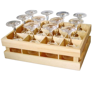 Accessoires pour la maison, porte-bouteilles et verres à vin rectangulaire en bois, avec capacité de 6 verres - Product Image 2