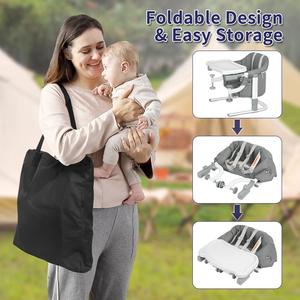 Chaise haute pliable de sécurité pour bébé certifiée EN, avec crochet de fixation au table, siège rehausseur portable pour nourrisson - Product Image 6