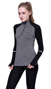 Chemise de course pour femme à manches longues en laine raglan, tissu extensible performant avec crochet de suspension pour la course, idéale pour l'hiver - Product Image 3
