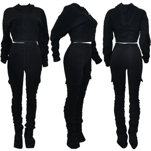 Chaquetas con cremallera para mujer, pantalones de yoga con bolsillos y cremallera, conjunto de dos piezas, nuevo diseño, venta al por mayor - Product Image 2