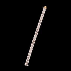 Pulsera Hip Hop para Hombre con Incrustaciones de Diamantes - Plata de Ley 925 Chapada en Oro, Cadena de Eslabones con 3 Filas de Diamantes VVS/Moissanita - Product Image 2