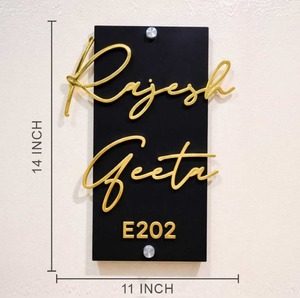 Luxury Personalized Acrylic Name <b>Plate</b> with 3D Gold Lettering Custom House <b>Door</b> Sign Premium Black Gold Entrance Plaque - Product Image 5