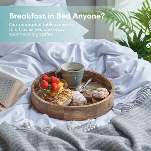 Bandeja de café de ratán de madera y metal para espacios pequeños, mesa lateral de bajo precio, plegable, extraíble, para sala de estar - Product Image 2