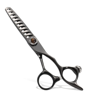 Ciseaux texturisants noir mat, design ergonomique, acier à haute teneur en carbone, outil de coupe pour salon de coiffure - Product Image 1