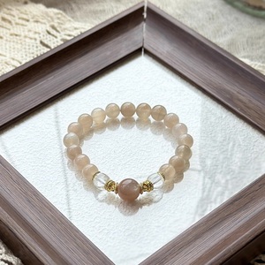 Natural Quartz White <b>Crystal</b> <b>Beaded</b> Bracelet for Women Elegant Milk Tea Color Romantic Gemstone Jewelry Balance Healing Stone - Product Image 1