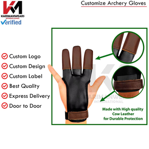Gants de tir à l'arc en cuir à 3 doigts renforcés, protection pour le tir à l'arc, logo personnalisé, fabrication sous contrat B2B - Product Image 5